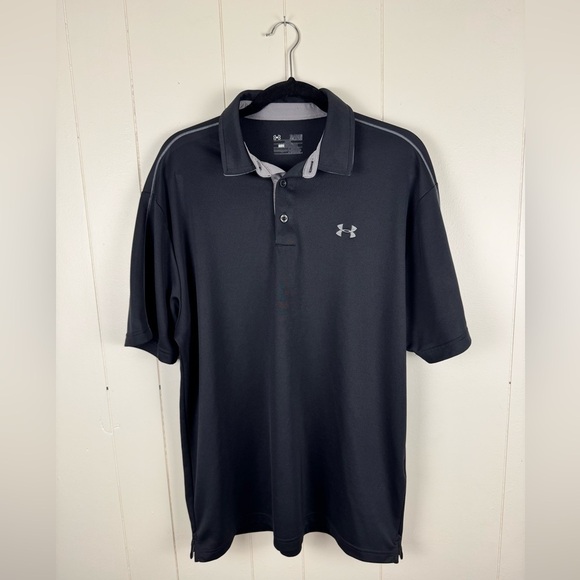 Under Armour Men's Golf Black and Gray Polo Shirt - Picture 1 of 5